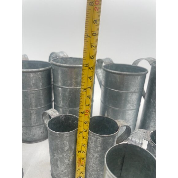 Vintage Galvanized Metal Pitchers Mugs Set  Rustic Farmhouse Decor  Collectible - Picture 9 of 9